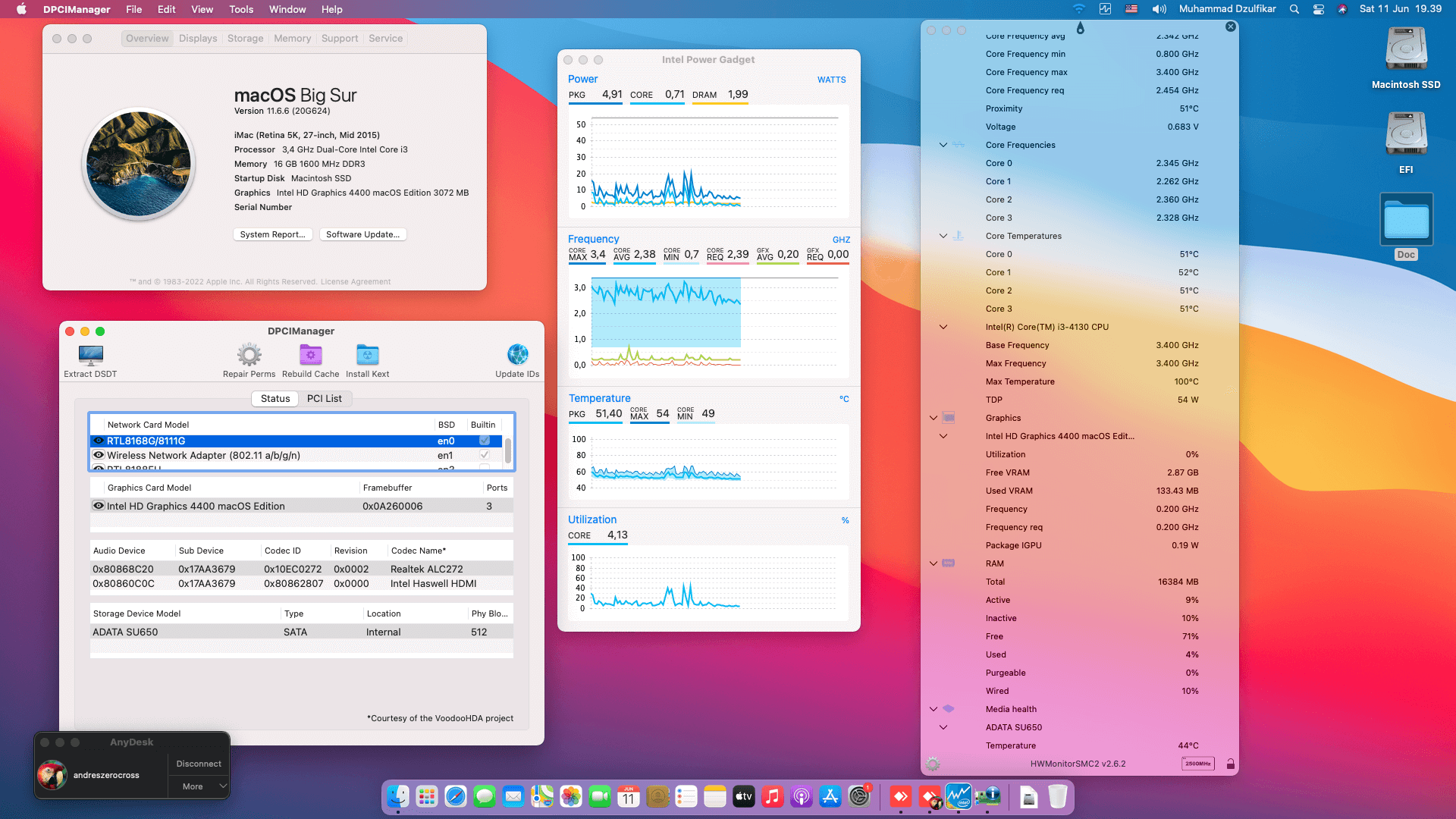 Success Hackintosh macOS Big Sur 11.6.6 Build 20G624 in Lenovo IdeaCentre AIO B350